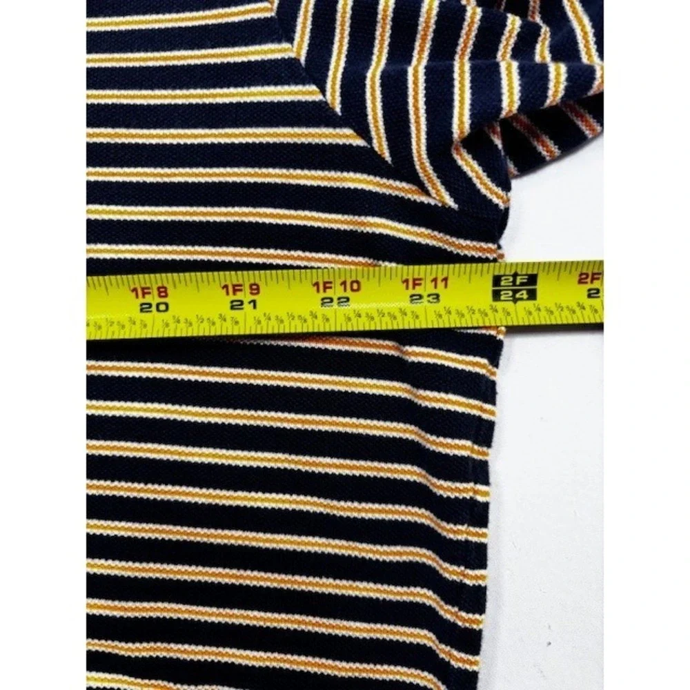 Polo Ralph Lauren Mens XL Stripe Polo Shirt Navy Orange‎ Cotton Pique Short Slv